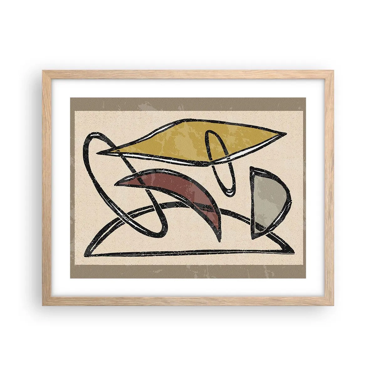 Plakat i ramme af lyst egetræ - Vertikaler og niveauer - 50x40 cm