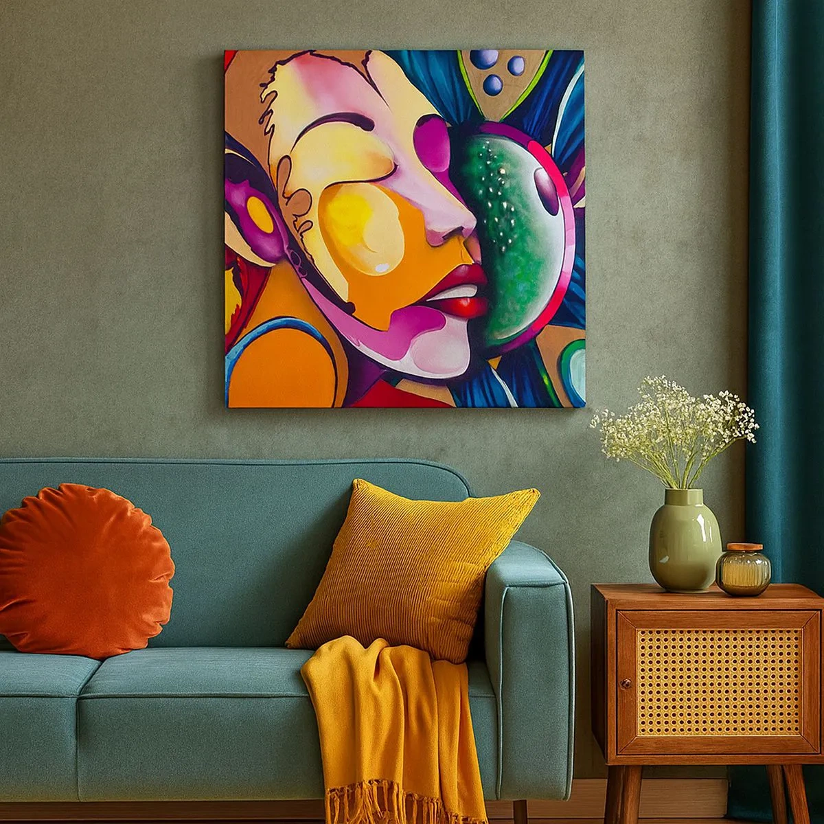 Lærredstryk - Billede på lærred - Berør med farve - 30x30 cm