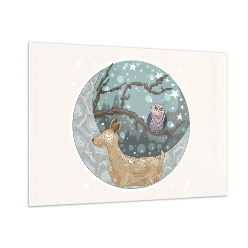 Billede på glas - En eventyrlig skovnat - 100x70 cm
