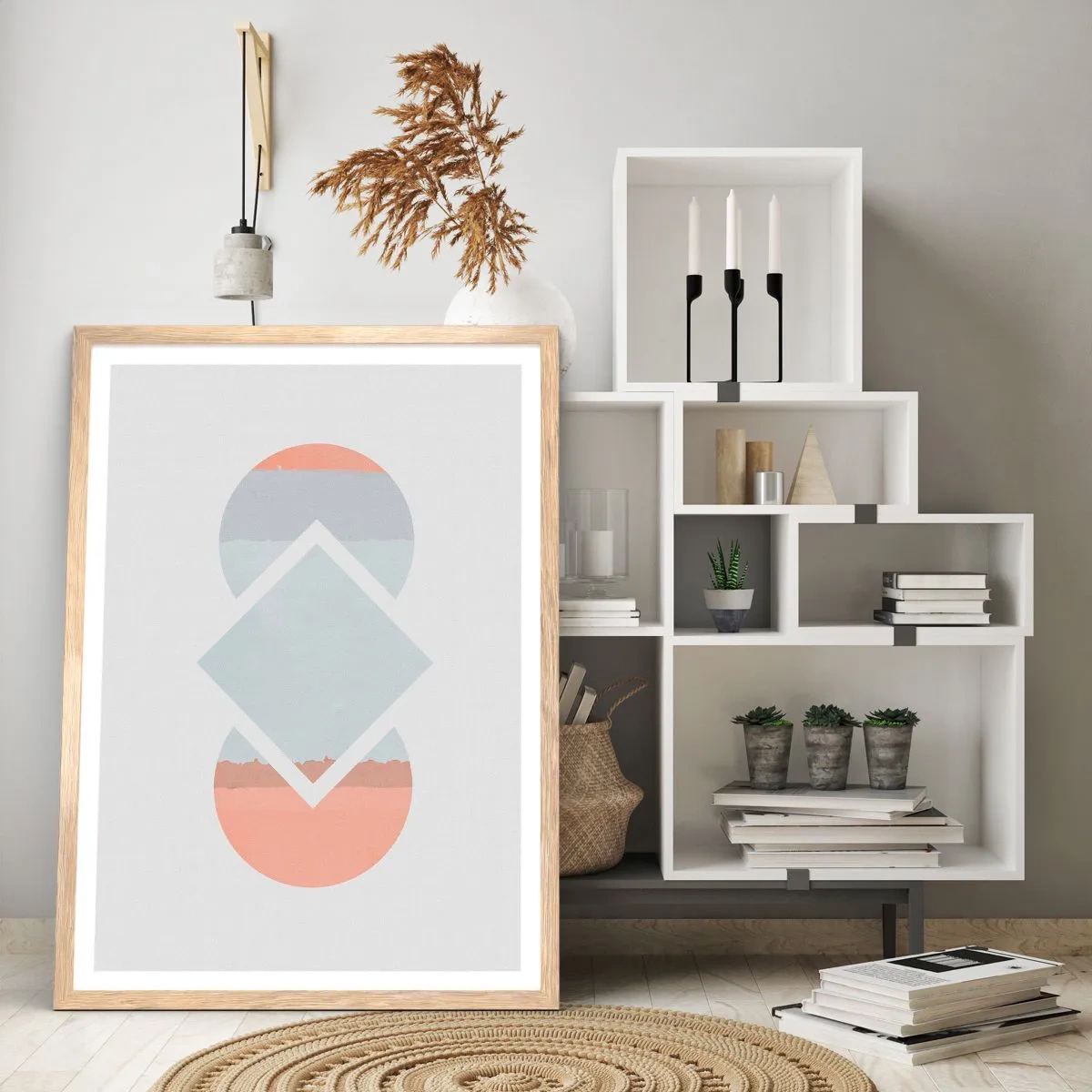 Plakat i ramme af lyst egetræ - Situationen er klar - 70x100 cm