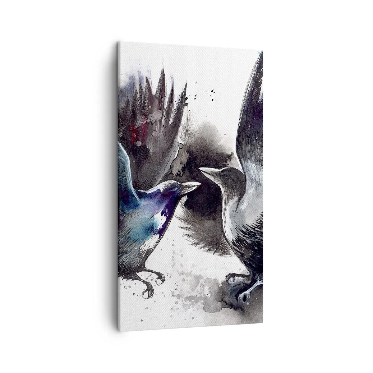 Lærredstryk - Billede på lærred - En ravn til en ravn... - 45x80 cm