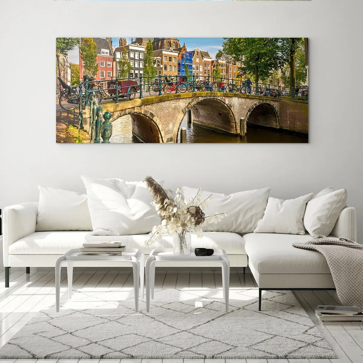 Billede på glas - Forår ved kanalen - 140x50 cm
