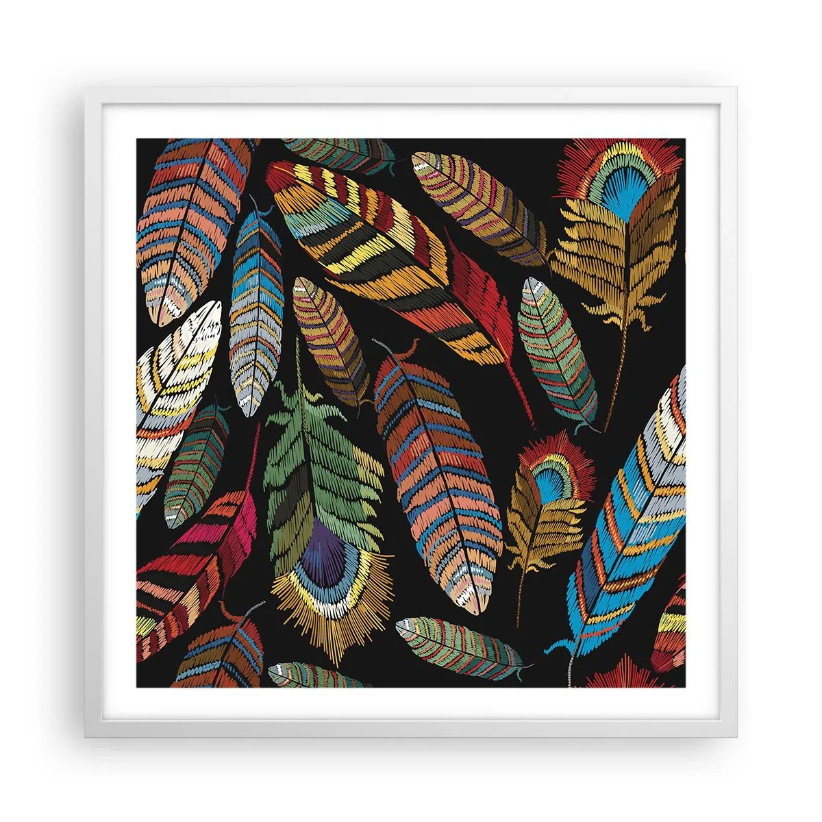 Plakat i hvid ramme - Fuglekarneval - 60x60 cm