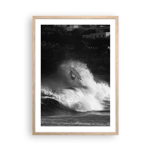 Plakat i ramme af lyst egetræ - Udfordring accepteret! - 50x70 cm