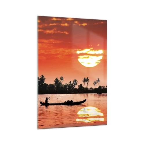 Billede på glas - Tropernes ro ved solnedgang - 70x100 cm