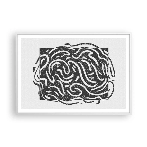 Plakat i hvid ramme - Abstraktion: en dans af glæde - 100x70 cm