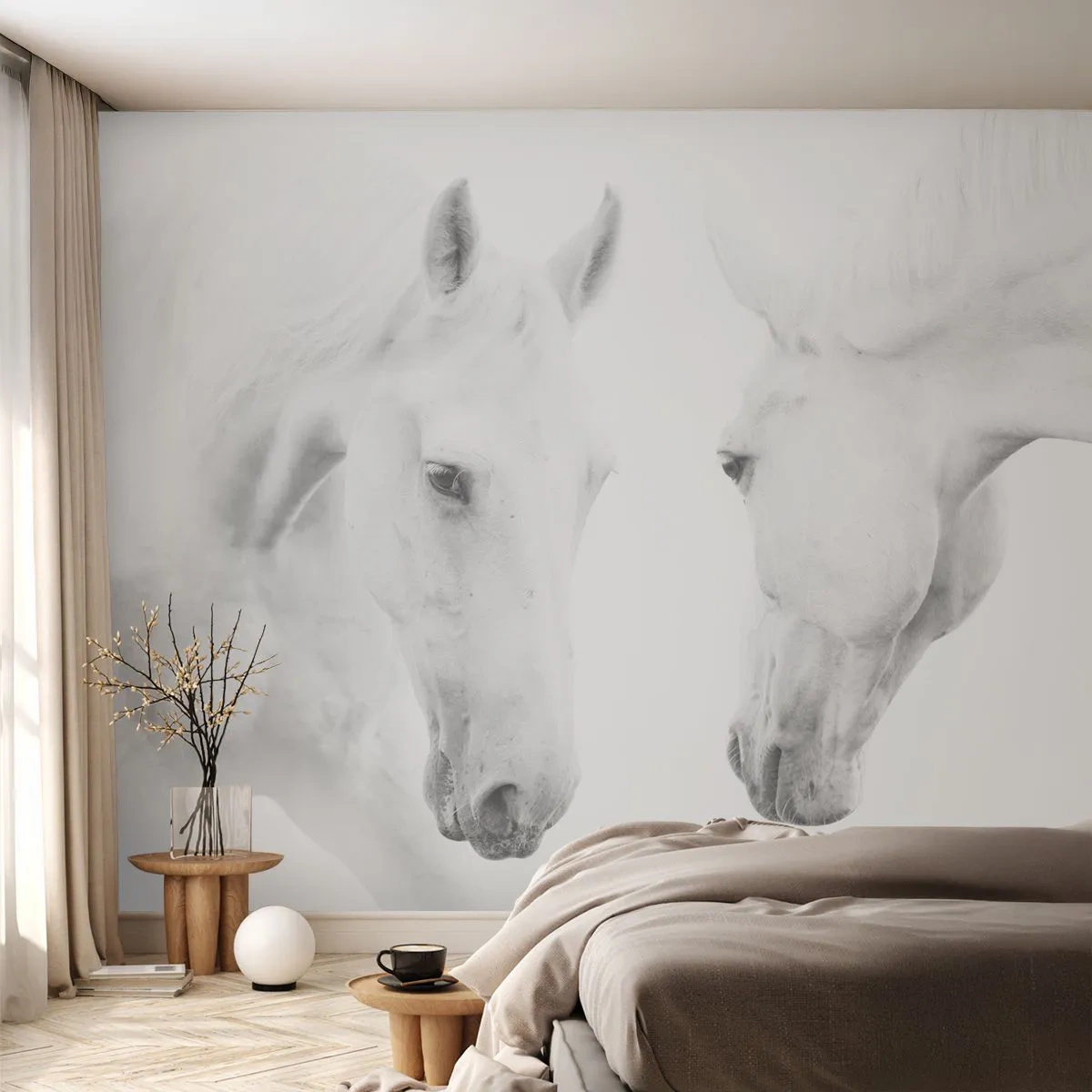 Fototapet Selvklæbende Deluxe Sticker - Er dette venskab...? - Heste, Natur, Dyr - 250x175 cm