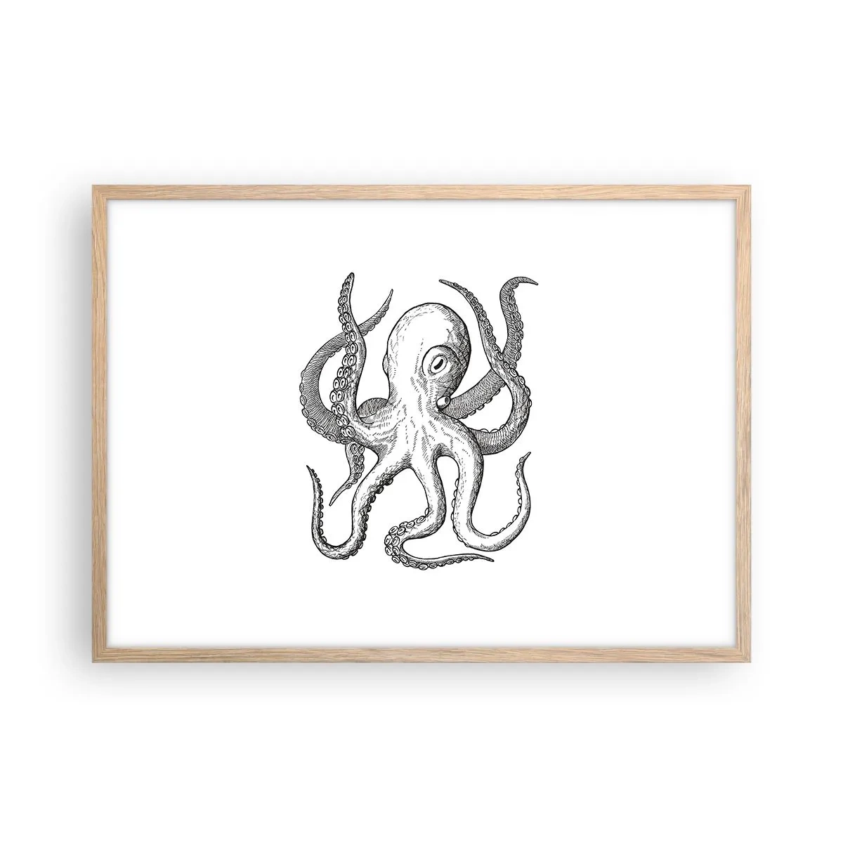 Plakat i ramme af lyst egetræ - Dans med bølger - 70x50 cm