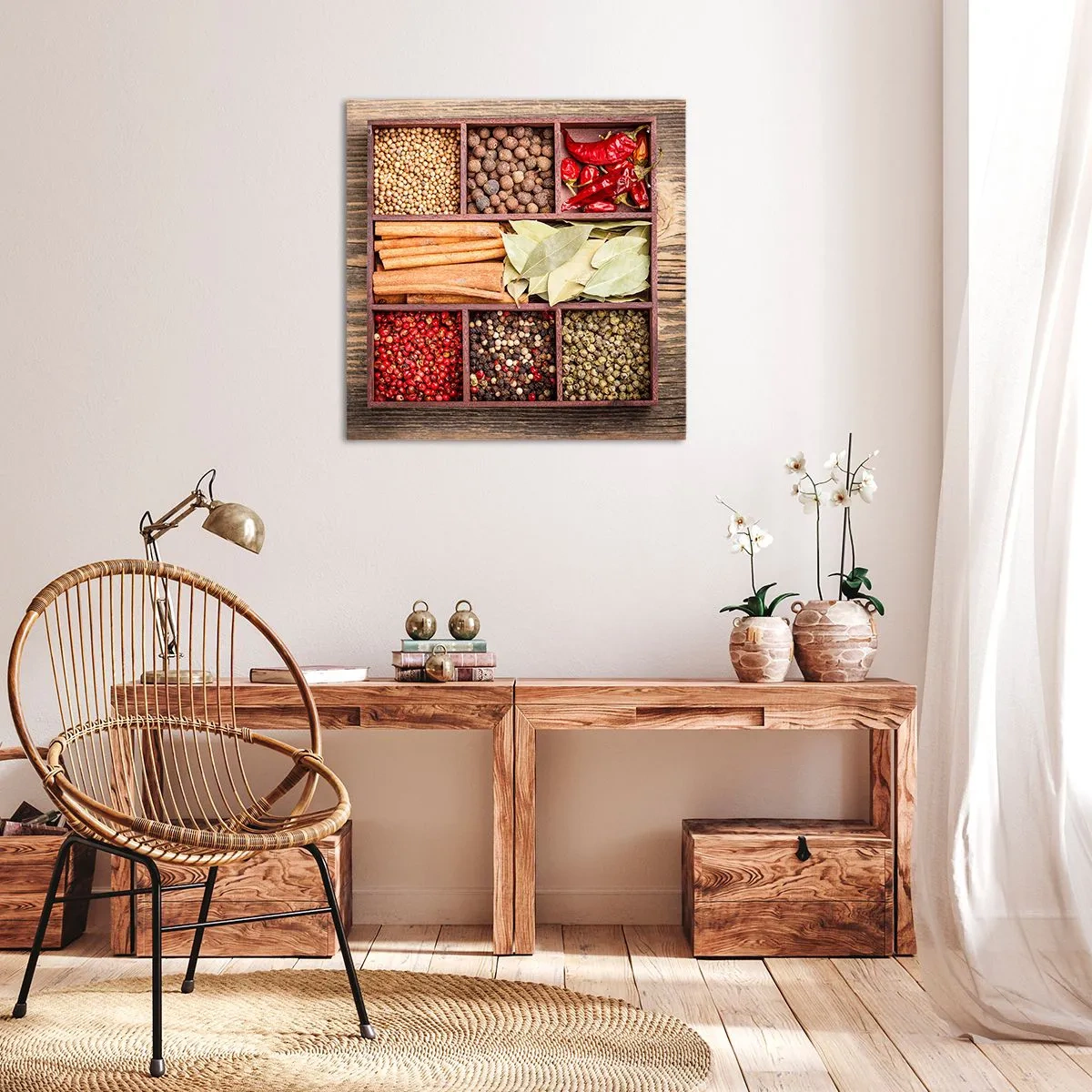 Lærredstryk - Billede på lærred - Orden af former, duftbuket af aromaer - 70x70 cm
