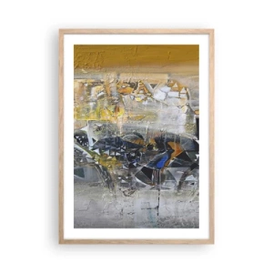 Plakat i ramme af lyst egetræ - Alt vil falde på plads - 50x70 cm