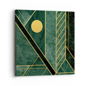 Lærredstryk - Billede på lærred - Dynamikken i guld og azurblå - 30x30 cm