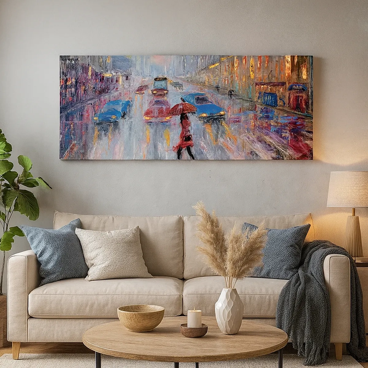 Lærredstryk - Billede på lærred - Regnfuld eftermiddag i byen - 30x30 cm