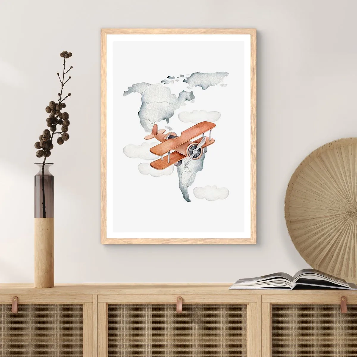 Plakat i ramme af lyst egetræ - I den banebrydende ånd - 61x91 cm