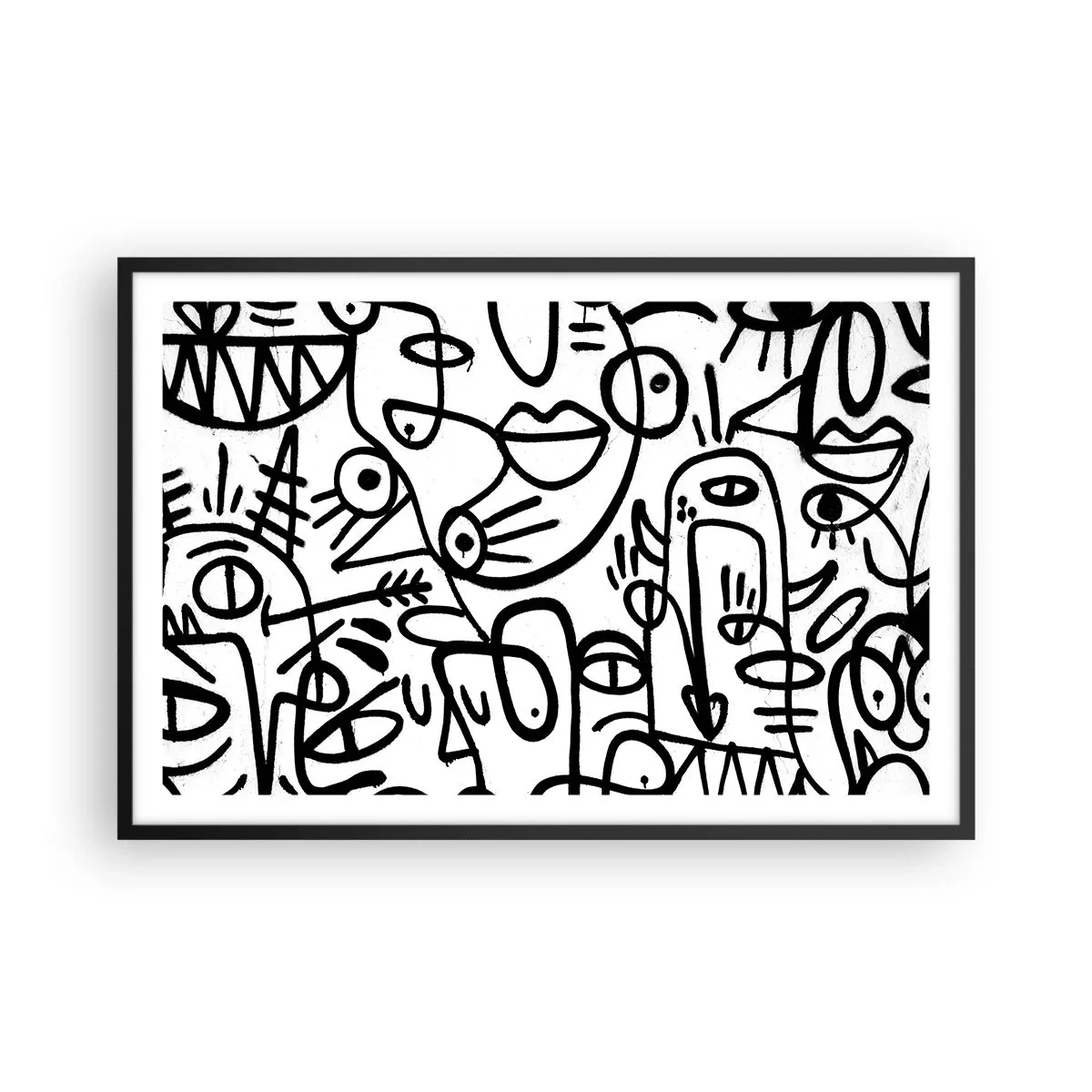 Plakat i sort ramme - Ansigter og luftspejlinger - 91x61 cm