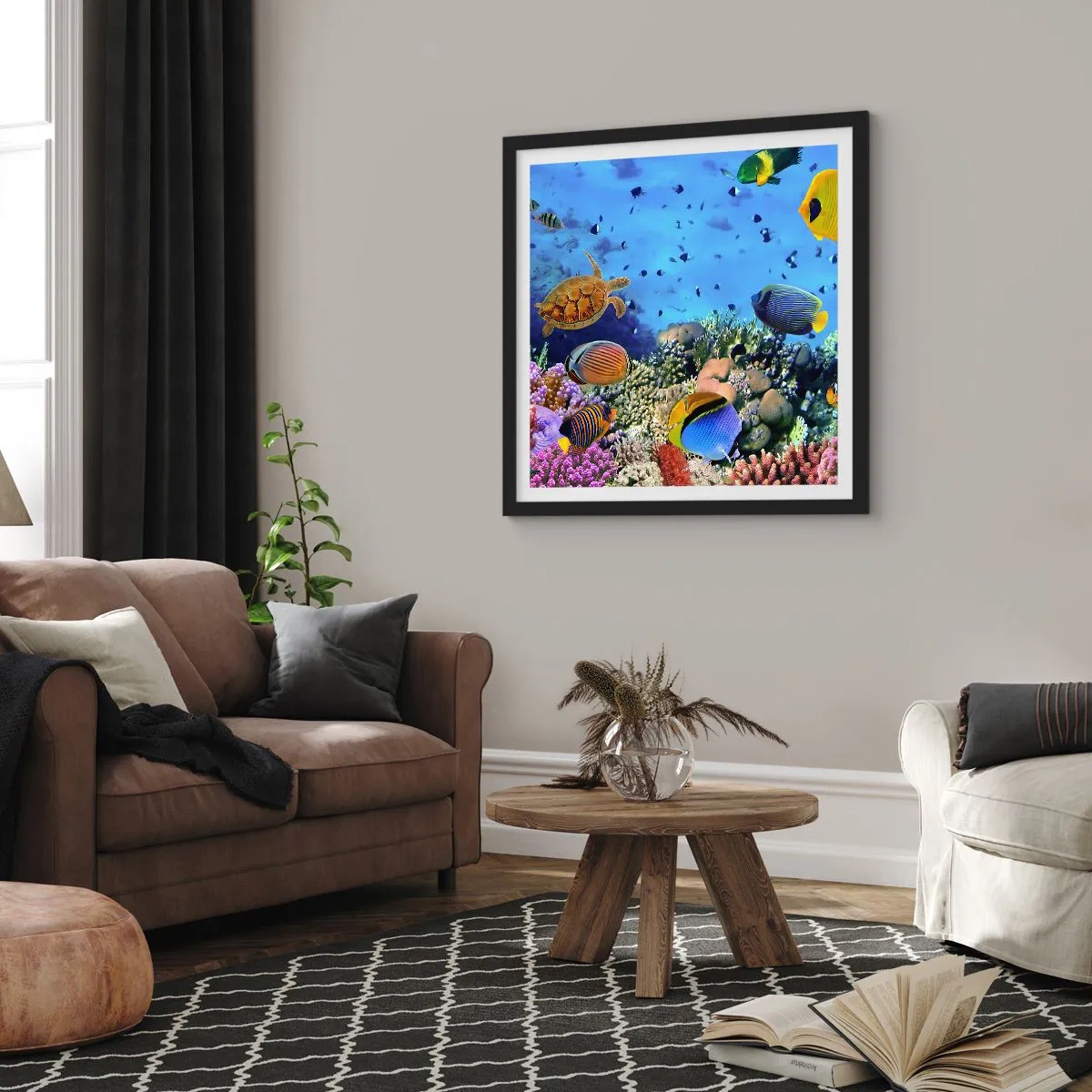 Plakat i sort ramme - Og hvad ved vi om livet... - 50x50 cm