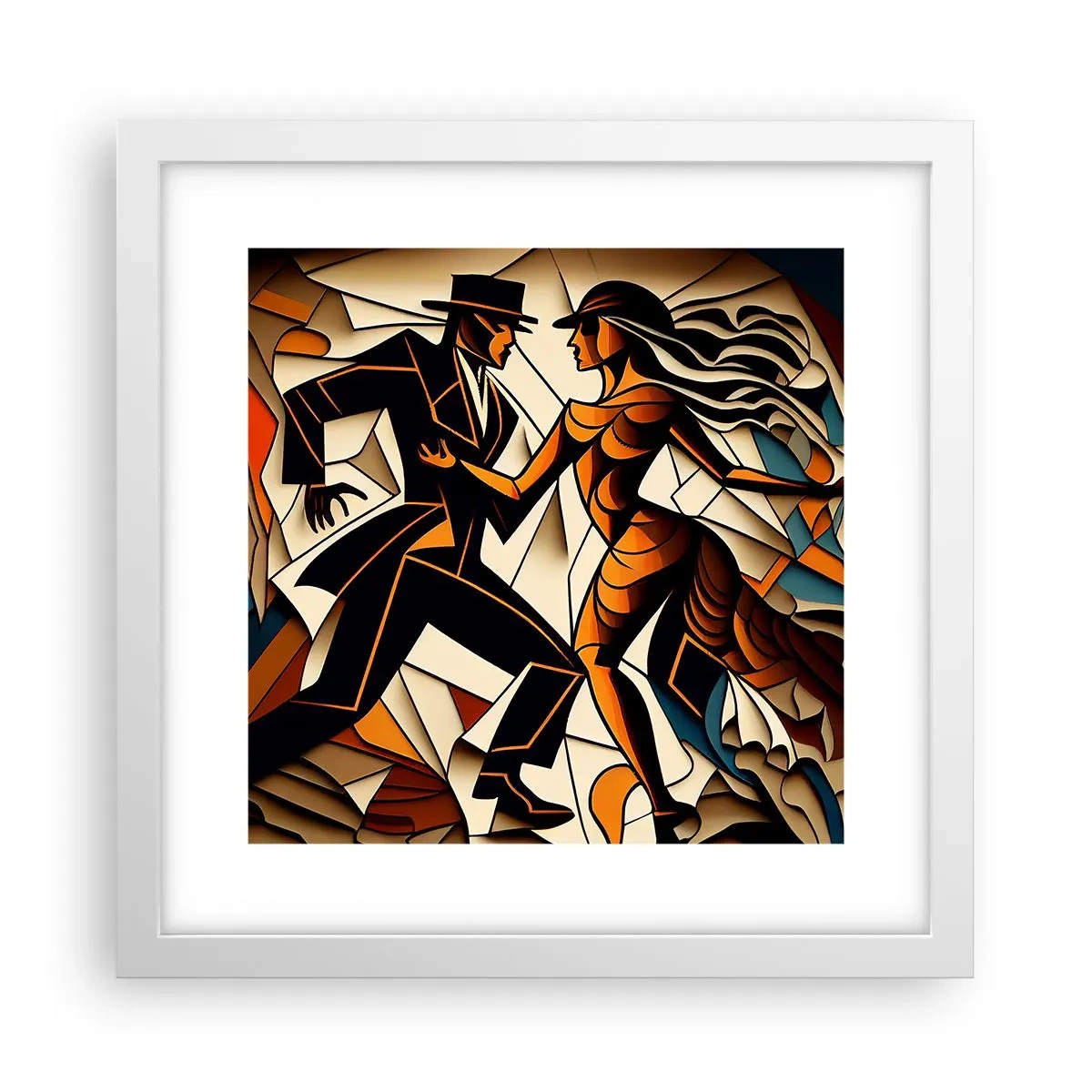 Plakat i hvid ramme - Dans af lidenskab og passion - 30x30 cm