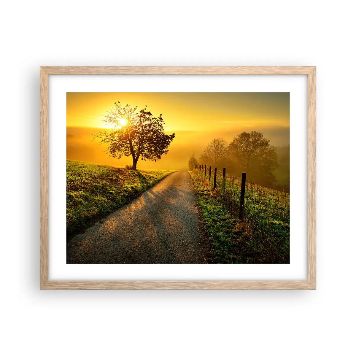 Plakat i ramme af lyst egetræ - Kære eftermiddag - 50x40 cm