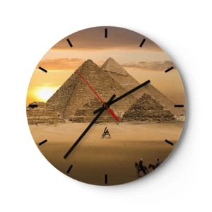 Vægur, Uret - Egyptiske pyramider ved solnedgang - 30x30cm - Uændret i tusindvis af år - Moderne vægdekoration til stue, køkken og soveværelse ARTTOR