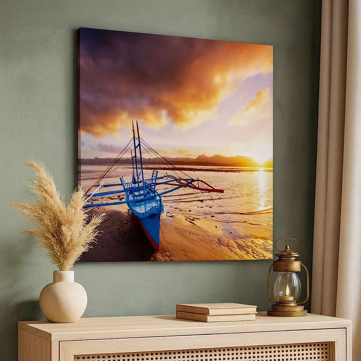 Lærredstryk - Billede på lærred - Efter en lang dag kan du strække dig ud på sandet - 30x30 cm