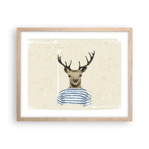 Plakat i ramme af lyst egetræ - Fordi jeg kan lide stribede skjorter! - 50x40 cm