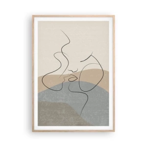 Plakat i ramme af lyst egetræ - Som et penselstrøg - 70x100 cm