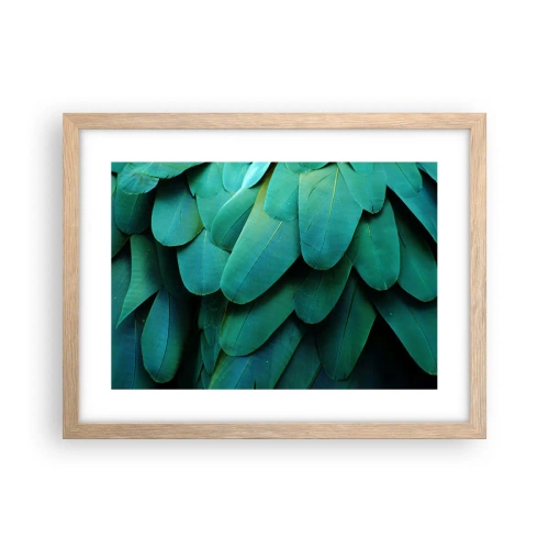 Plakat i ramme af lyst egetræ - Papegøjenaturens præcision - 40x30 cm