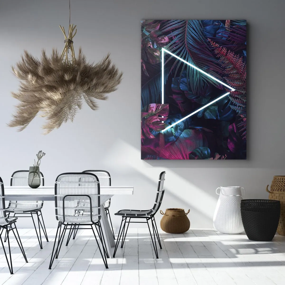 Lærredstryk - Billede på lærred - Have i disco-stil - 70x100 cm