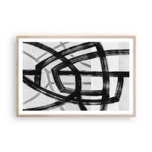 Plakat i ramme af lyst egetræ - Opbygning af dybde - 91x61 cm
