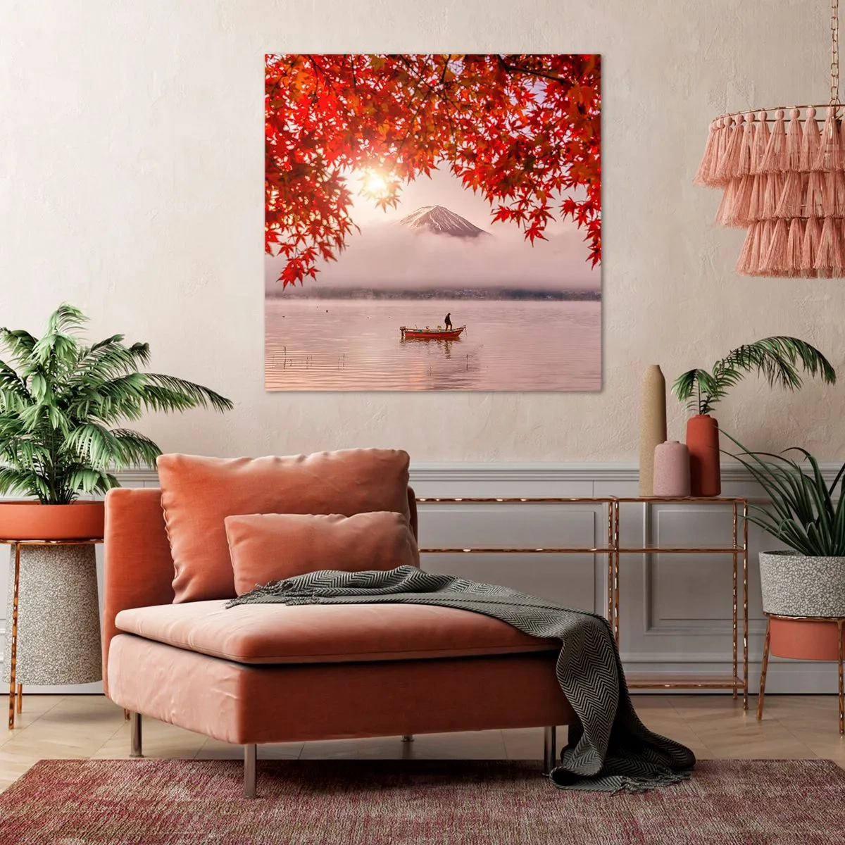 Lærredstryk - Billede på lærred - I en japansk atmosfære - 40x40 cm