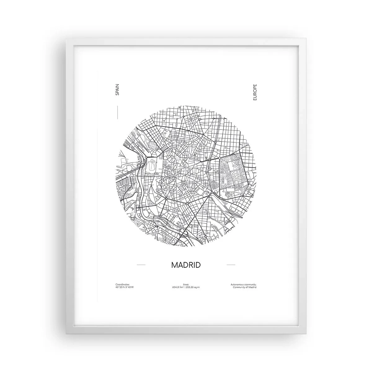 Plakat i hvid ramme - Madrids anatomi - 40x50 cm