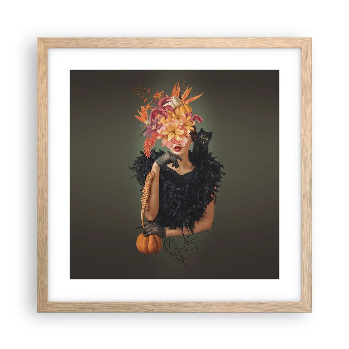 Plakat i ramme af lyst egetræ - Heksens fortryllelse - 40x40 cm