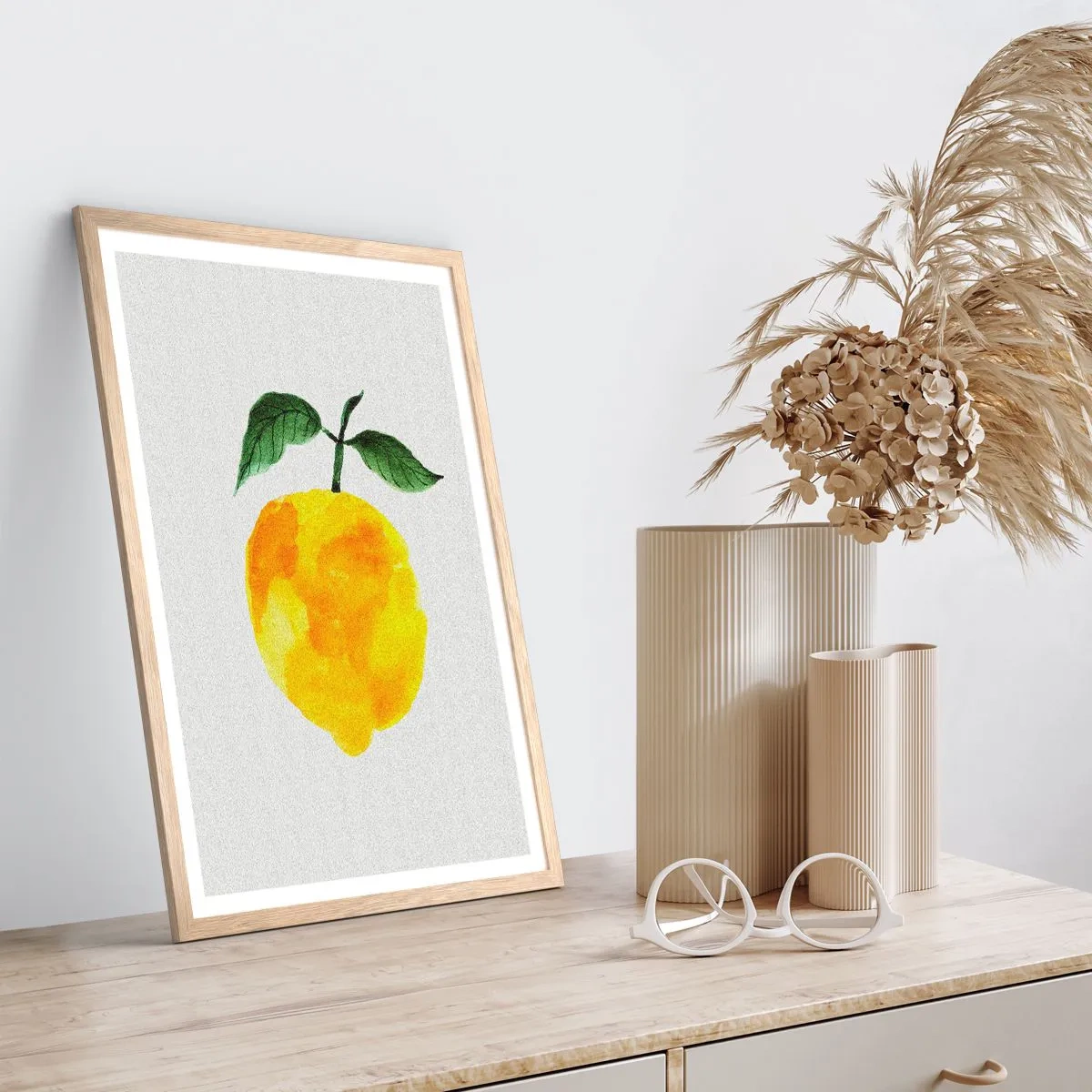 Plakat i ramme af lyst egetræ - Hvordan man kender smagen af solen - 40x50 cm