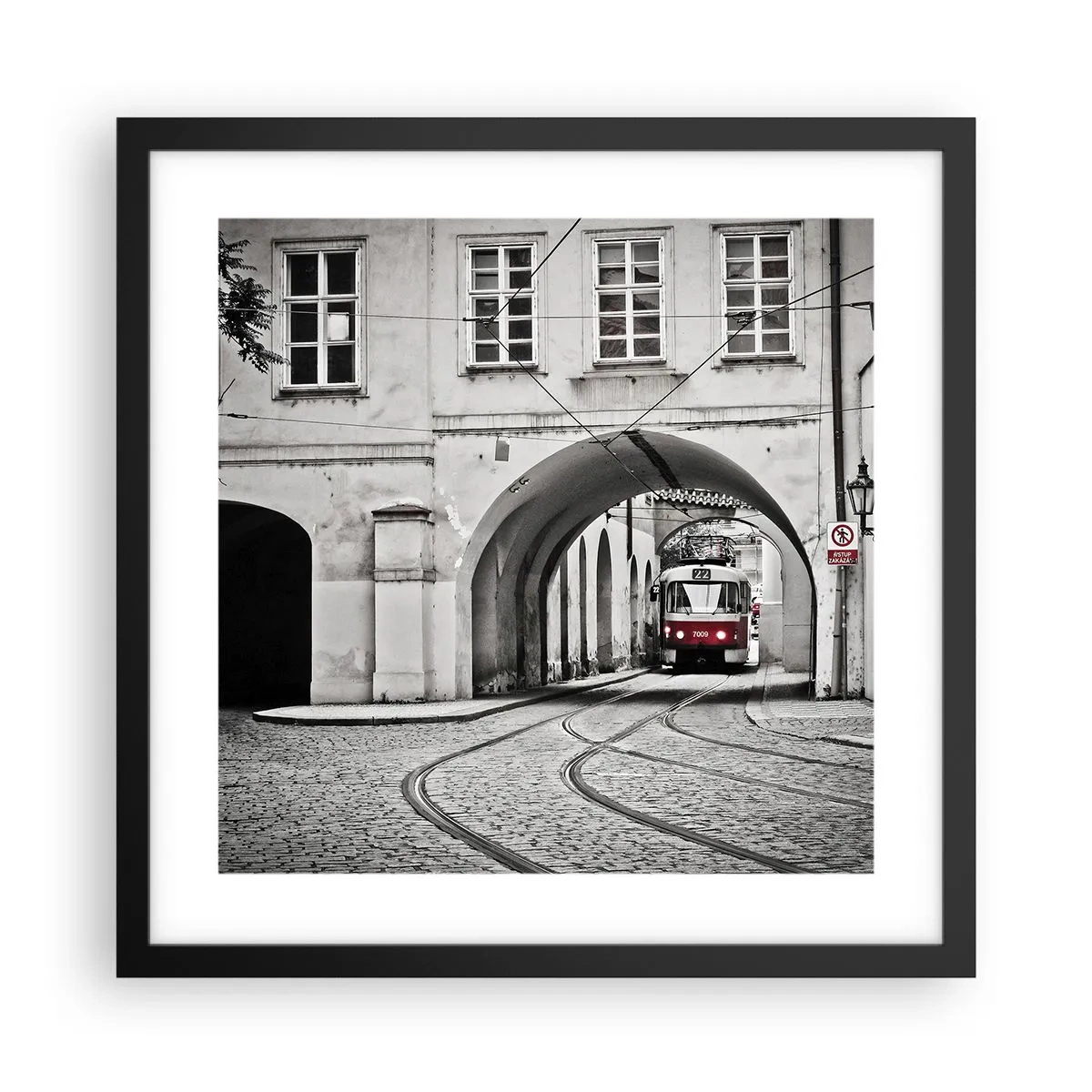 Plakat i sort ramme - Gennem byens labyrint - 40x40 cm