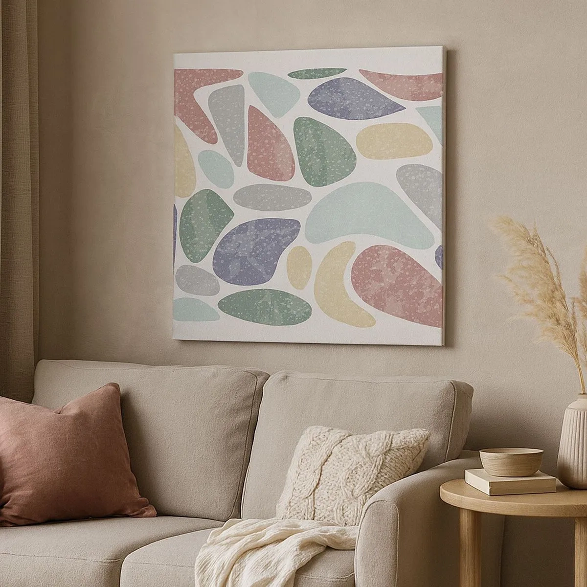 Lærredstryk - Billede på lærred - Mosaik af pulveriserede farver - 30x30 cm