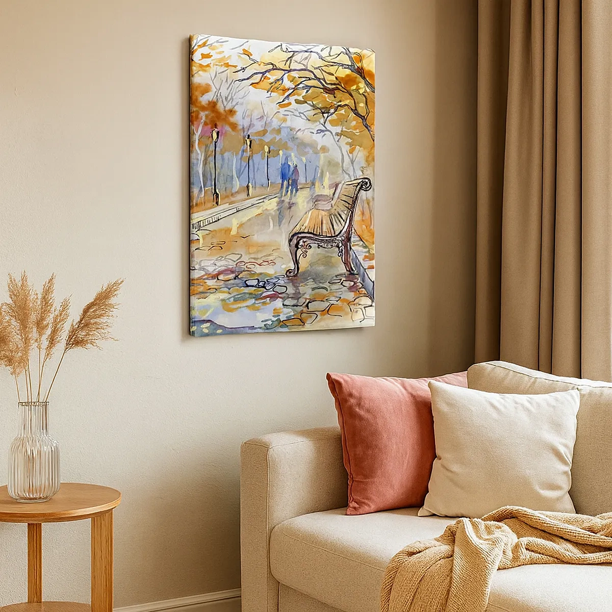 Lærredstryk - Billede på lærred - Gå sammen ind i efteråret - 50x70 cm