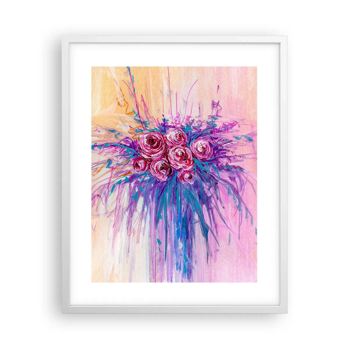 Plakat i hvid ramme - Rose springvand - 40x50 cm