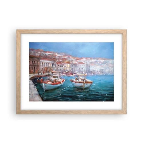 Plakat i ramme af lyst egetræ - Italiensk bugt - 40x30 cm