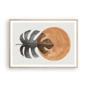 Plakat i ramme af lyst egetræ - Altid solen - 100x70 cm