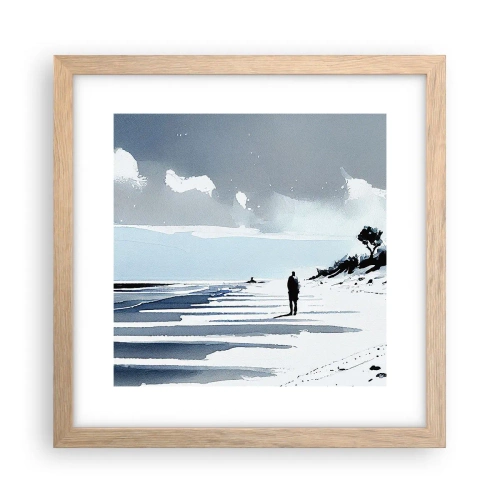 Plakat i ramme af lyst egetræ - Alene - 30x30 cm