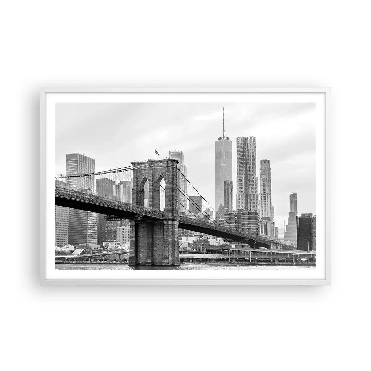 Plakat i hvid ramme - New York stemning - 91x61 cm