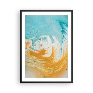 Plakat i sort ramme - Abstrakt hvirvel i nuancer af blå og orange - 50x70cm - Pastel hvirvel - Moderne vægdekoration til stue og soveværelse ARTTOR