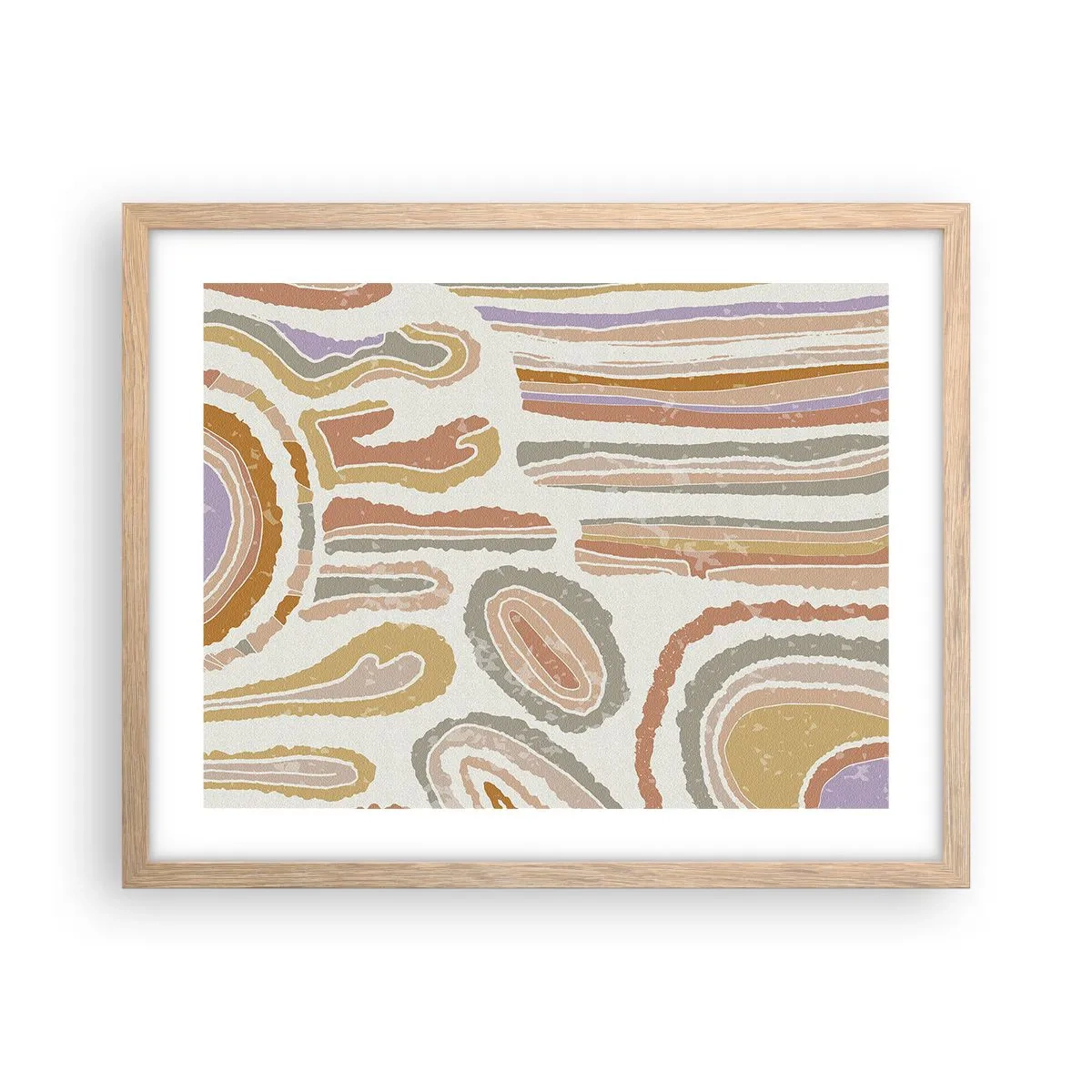 Plakat i ramme af lyst egetræ - Farverige tværsnit - 50x40 cm