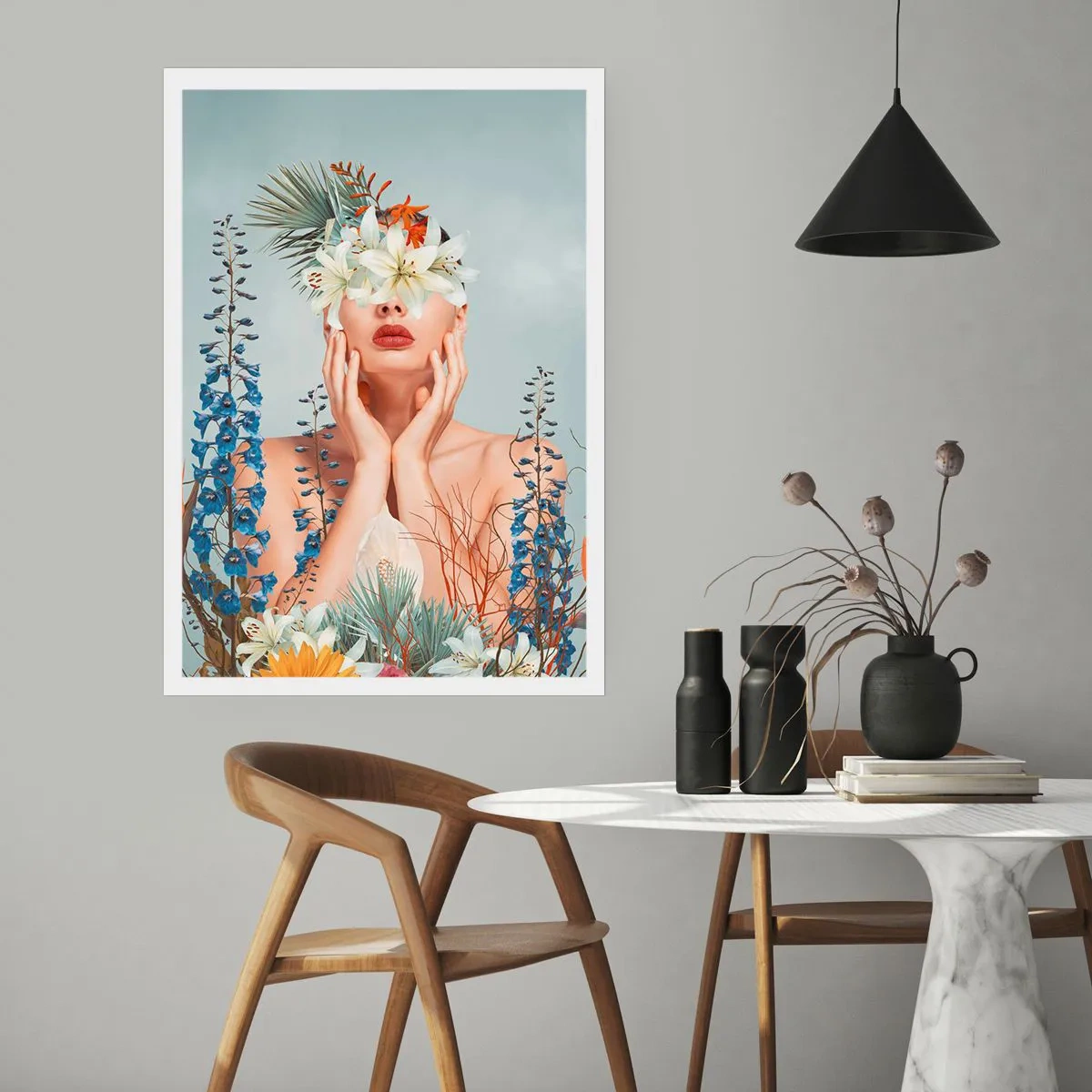 Plakat - Kvinde blomst - 70x100 cm