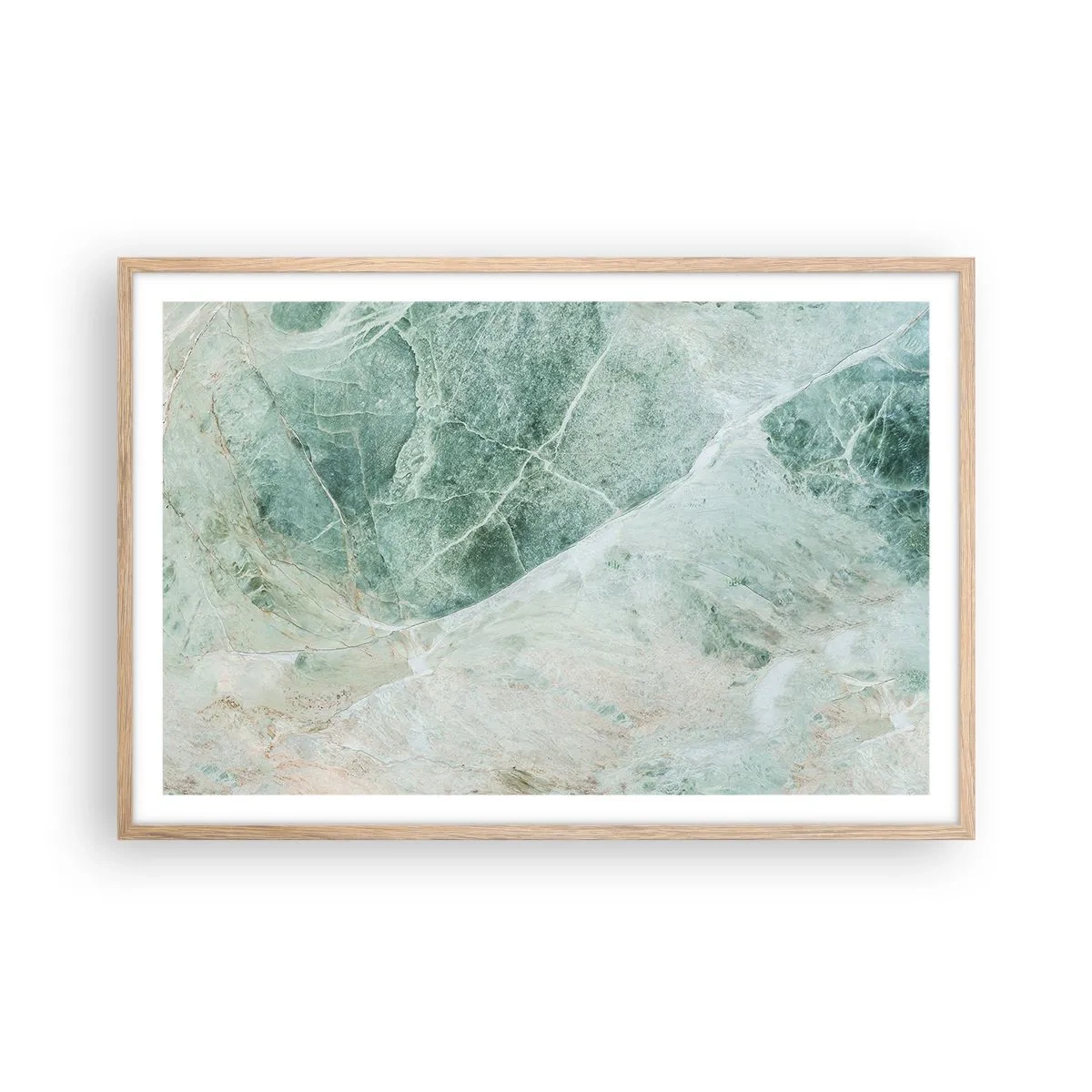 Plakat i ramme af lyst egetræ - Den ædle kølighed af sten - 91x61 cm