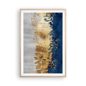 Plakat i ramme af lyst egetræ - Moderne komposition med gnist - 61x91 cm