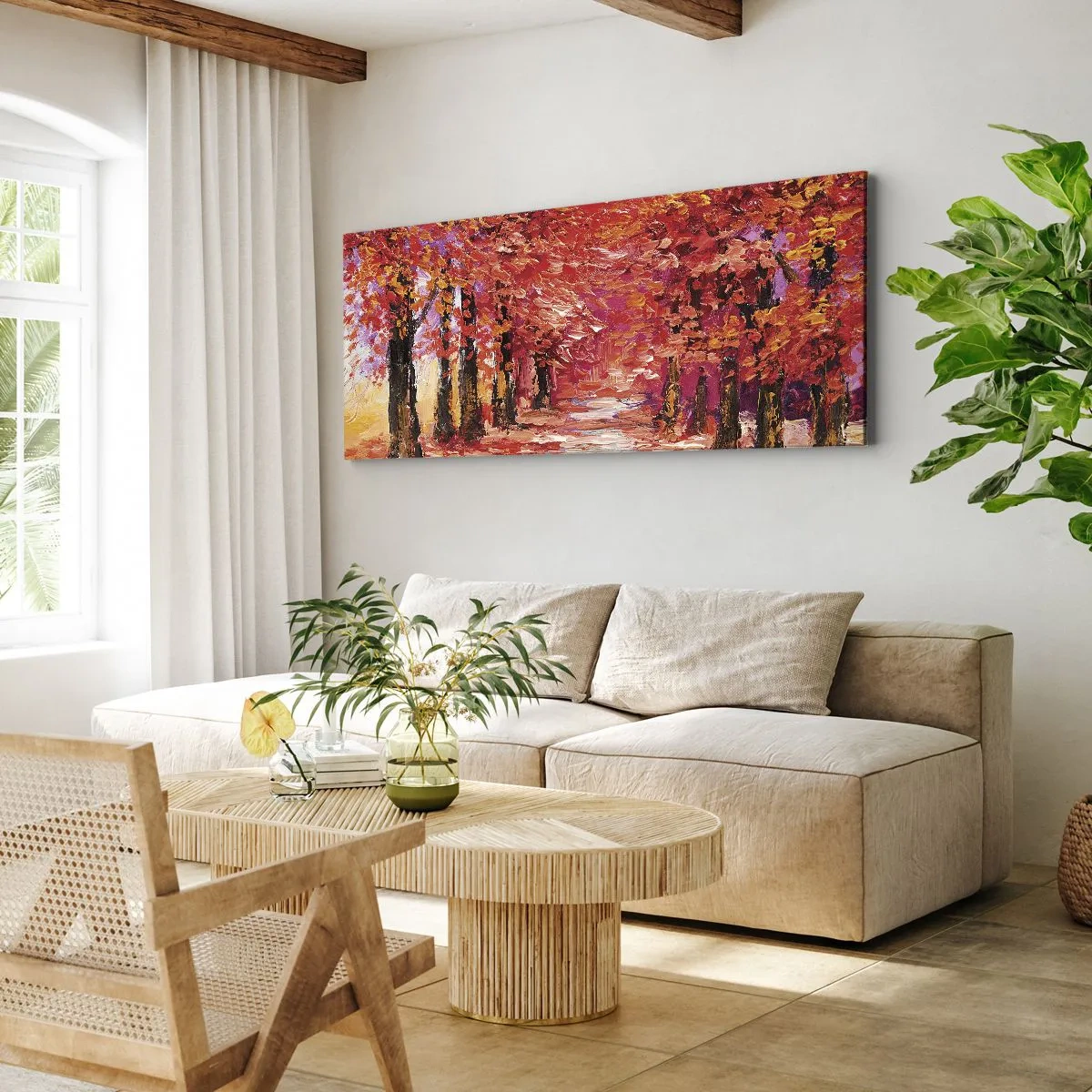 Lærredstryk - Billede på lærred - Efterårets indtryk - 120x50 cm