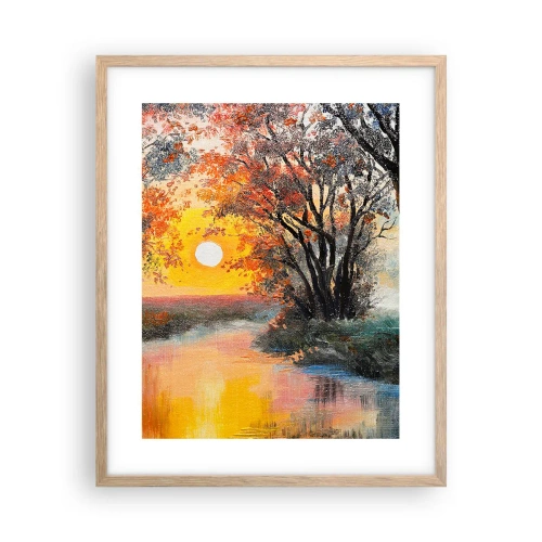 Plakat i ramme af lyst egetræ - Efterårs atmosfære - 40x50 cm