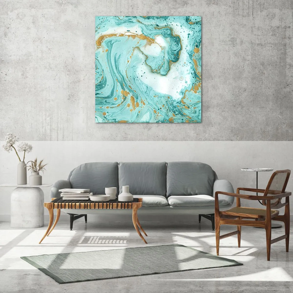 Billede på glas - Under den store bølge i Edo-perioden - 40x40 cm