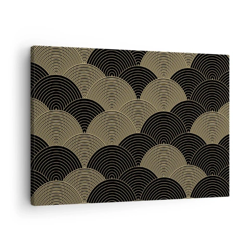 Lærredstryk - Billede på lærred - Art Deco-mønster med halvcirkler og guldlinjer - 70x50cm - Enhed i mangfoldighed - Moderne vægdekoration til stue og soveværelse ARTTOR