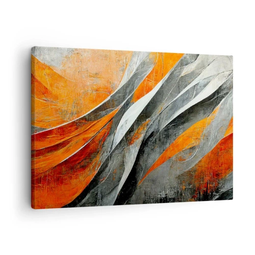 Lærredstryk - Billede på lærred - Abstrakte linjer i nuancer af orange og grå - 70x50cm - Varme og kulde - Moderne vægdekoration til stue og soveværelse ARTTOR